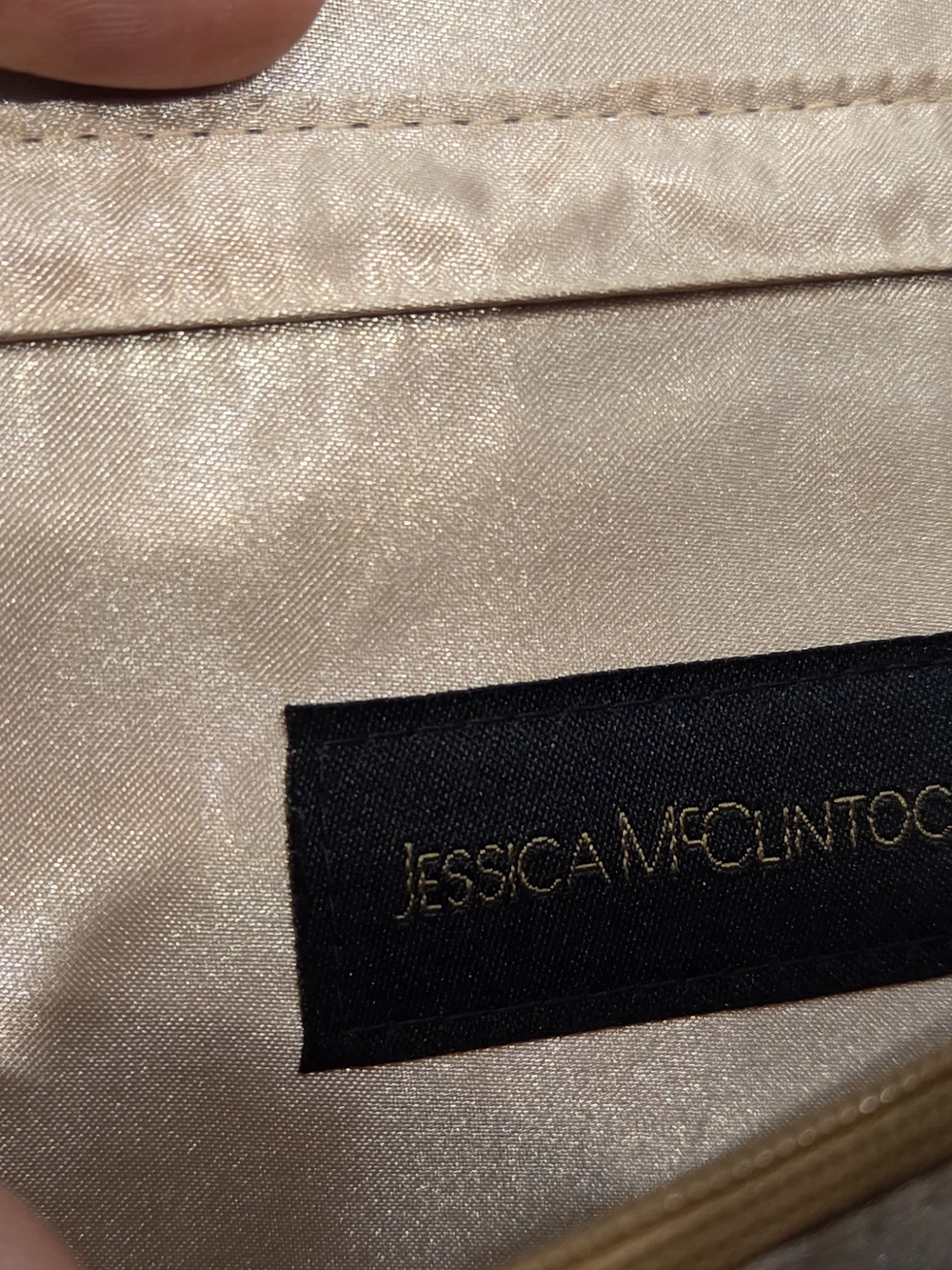 Jessica McClintock Taupe Sequined Chain Clutch - Picture 4 of 4